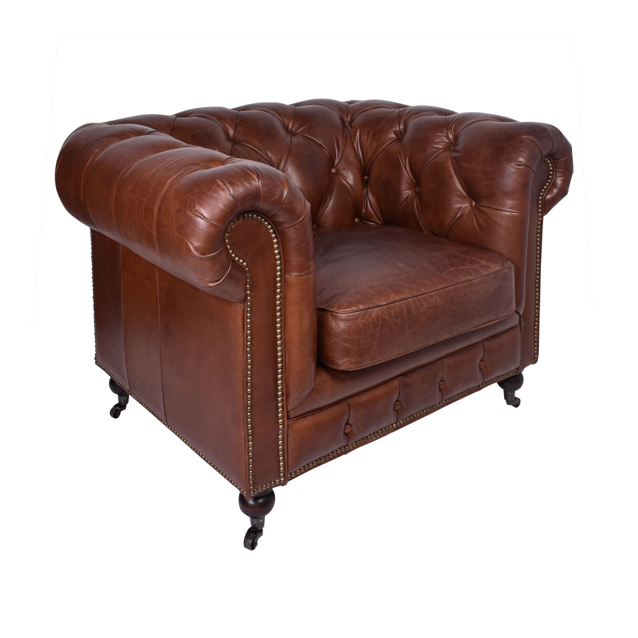 Chesterfield Aged Leather Armchair - Mint Furniture